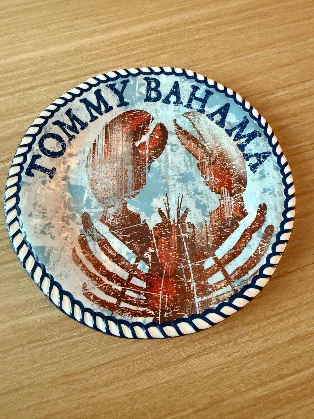Tommy Bahama Lobster Melamine Dinner Plate with Rope Border